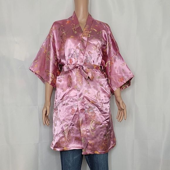 Lotus Women's Pink "Silk" Robe, Sz. Med - Picture 1 of 8